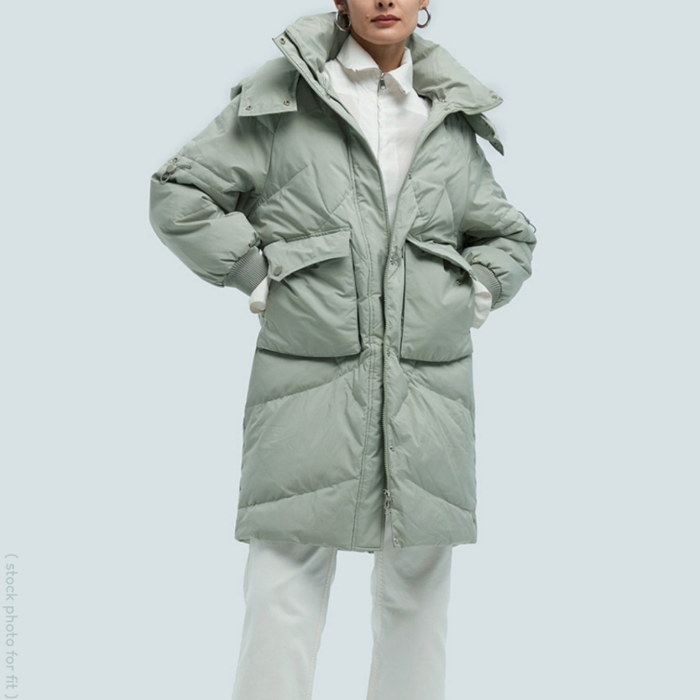 Lattelier oversized down filled midi puffer coat with hood in green